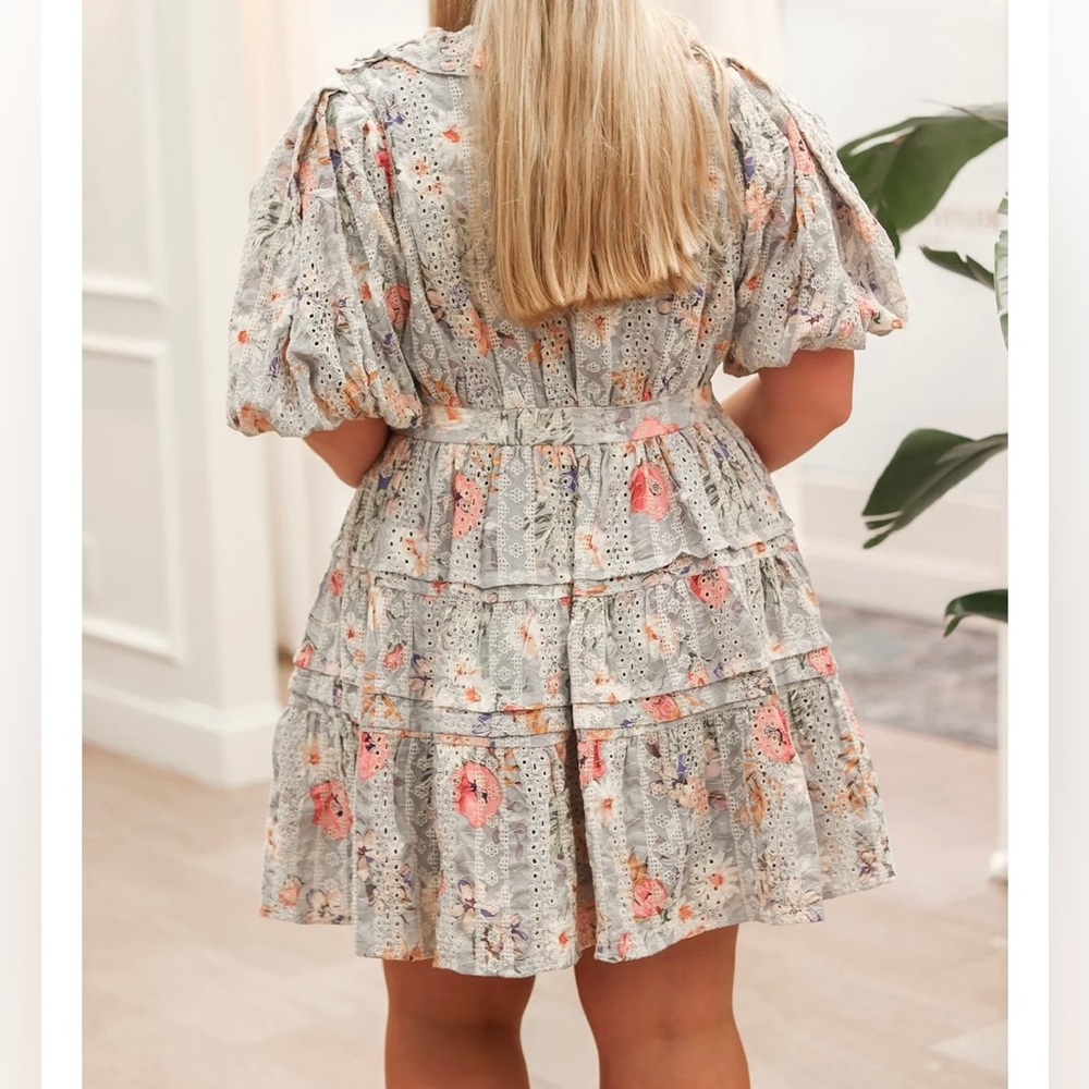 Dance & Marvel Tier Embroidered Spring Mini Dress - Picture 2 of 14